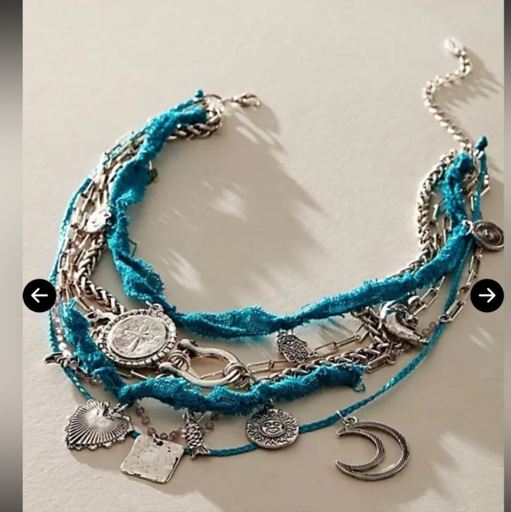 Brand new! NWT Free People Maggie May silver multi strand layered charm necklace